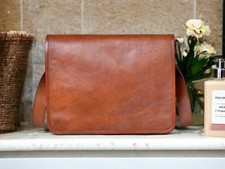 Bolsa carteiro couro genuíno satchel tiracolo ombro marrom vintage comprar usado  Enviando para Brazil