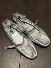 Sapatos rasos femininos Jil Sander couro prata metálico UE 38,5 EUA 8,5 bailarina comprar usado  Enviando para Brazil