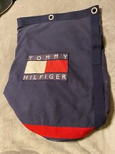 BOLSA DE VIAGEM DE LONA FORTE VINTAGE TOMMY Hilfiger logotipo bandeira grande e alça de logotipo comprar usado  Enviando para Brazil