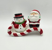 Boneco de neve Hallmark nostálgico Papai Noel trenó sal pimenta shakers fofo Natal comprar usado  Enviando para Brazil