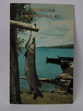 Cartão postal peixe grande Menomonee Falls Wisconsin barco lago panorâmico pesca comprar usado  Enviando para Brazil