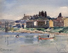 Pintura em aquarela Cedric J. Kennedy (1898-1968) - No Arno Florence Itália comprar usado  Enviando para Brazil