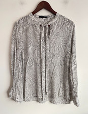Blusa Portmans feminina tamanho 8 branca preta bolinhas manga longa buraco na fechadura amarrar top comprar usado  Enviando para Brazil