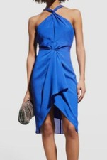 Vestido Halter drapeado azul feminino One33 social frente torcida tamanho 8 $295 comprar usado  Enviando para Brazil