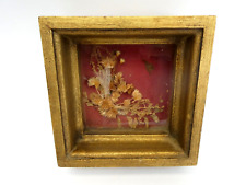 Buquê decorativo dourado colorido fundo vermelho caixa de sombra flores secas comprar usado  Enviando para Brazil