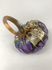 Arte iridescente Jack Pine vidro inclinável cabaça de abóbora ouro roxo haste encaracolada comprar usado  Enviando para Brazil