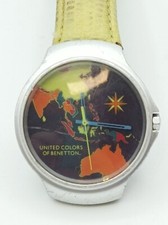 Circa 1989 Benetton  Map World Watch w Metal Box New Battery Nice comprar usado  Enviando para Brazil