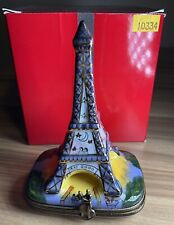 Usado, Caixa de bugigangas de porcelana La Gloriette Limoges França Torre Eiffel 2000 pintada à mão comprar usado  Enviando para Brazil