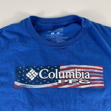 Camiseta masculina Columbia PFG azul pesca bandeira americana gráfica algodão gola redonda comprar usado  Enviando para Brazil