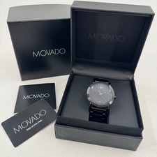 Relógio Movado 0606615 masculino preto museu pulseira de aço inoxidável quartzo com caixas comprar usado  Enviando para Brazil