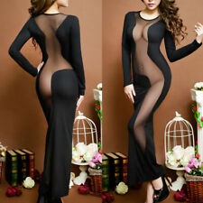 Vestido longo sexy feminino malha transparente Bodycon vestido longo club-wear vestidos de festa quentes, usado comprar usado  Enviando para Brazil