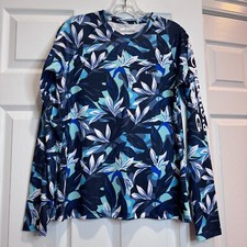 Columbia PFG Rash Guard Omni Shade Feminino Pequeno Azul Floral Manga Longa Praia Sol, usado comprar usado  Enviando para Brazil