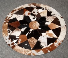 Usado, Tapete de retalhos redondo de couro bovino feito à mão (36"x36") decoração para casa 70 comprar usado Usado, Tapete de retalhos redondo de couro bovino feito à mão (36"x36") decoração para casa 70 comprar usado  Enviando para Brazil