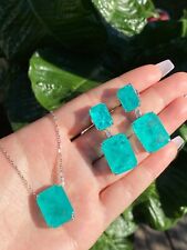 Hipnotizante Brillante Natural Paraiba Turmalina Pendientes Collar Conjunto Joyería 925 segunda mano  Embacar hacia Mexico
