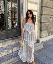 Używany, ZARA NOWA Z METKĄ 169 $ DAMSKA KOLEKCJA ZW NADRUK KORONKOWA WYKOŃCZENIE FALBANA SUKIENKA 3507/010 na sprzedaż  Wysyłka do Poland