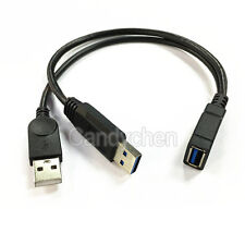 Divisor de extensão USB 3.0 fêmea para USB duplo macho 2.0 Y cabo de dados de alimentação extra comprar usado  Enviando para Brazil