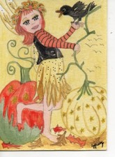 Mini pintura acrílica original ACEO 'Fada da Queda' menina abóboras corvo outono, usado comprar usado Mini pintura acrílica original ACEO 'Fada da Queda' menina abóboras corvo outono, usado comprar usado  Enviando para Brazil