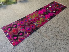 Tapete Kilim turco antigo 2,6 x 10 pés tecido à mão tapete tribal de lã em tons de rosa comprar usado  Enviando para Brazil