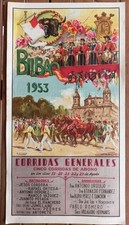1953 AFFICHE ORIGINALE  BILBAO  TOROS CORRIDA  ESPAGNE TAUROMACHIE na sprzedaż  Wysyłka do Poland