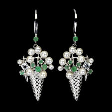 925 Pendientes de Plata de Ley Cuadrado Aguamarina Esmeralda Perla Gema Jewelry comprar usado  Enviando para Brazil