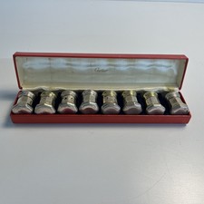 Saleiro pequeno Cartier prata esterlina conjunto de 8 na caixa vermelha original, usado comprar usado  Enviando para Brazil