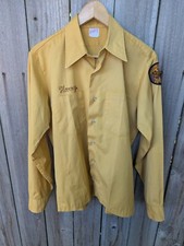 Camisa de trabalho uniforme ponto corrente vintage anos 60 anos 70 adesivos Unitog amarelo grande, usado comprar usado  Enviando para Brazil