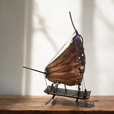 VINTAGE Decoração de Veleiro de Cobre Meados do Século Art Deco Barco de Metal Náutico ENVIO RÁPIDO, usado comprar usado  Enviando para Brazil