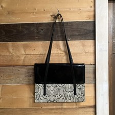 Bolsa de vinil vintage Carlos Falchi estampa de animais preta branca, usado comprar usado  Enviando para Brazil