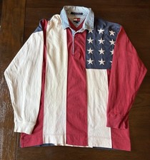 Polo de Rugby Vintage Tommy Hilfiger Bandeira Americana EUA Masculino Grande Bordado comprar usado  Enviando para Brazil