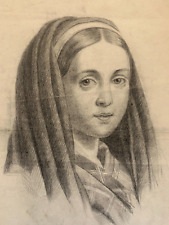 Dibujo Original XVIII - XIX Retrato De Una Joven Con Coifa Clásica comprar usado  Enviando para Brazil
