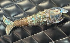 Usado, PEIXE ARTICULADO VINTAGE 8" CONCHA DE ABALONE "ESCAMAS" (México?) ABRIDOR DE GARRAFAS comprar usado  Enviando para Brazil