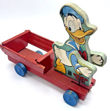 Usado, Carrinho de brinquedo de madeira Pato Donald Disney 1951 fabricante de ruído Fisher Price original comprar usado  Enviando para Brazil