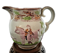 Jarra De Pearlware De Staffordshire Antiguo Con Lustre Rosa Con Escenas De Caza comprar usado  Enviando para Brazil