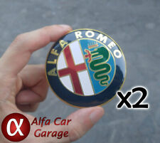 2 FREGI STEMMA ALFA ROMEO ORO LOGO 74mm COFANO ANTERIORE POSTERIORE EMBLEMA Gold comprar usado  Enviando para Brazil