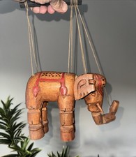 Marionete articulada vintage feita à mão de madeira elefante da Índia 11 x 8 x 5 comprar usado  Enviando para Brazil