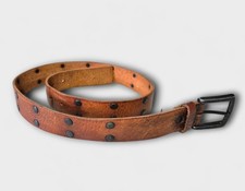 Cinto de couro vintage granulado masculino 34 "trailer" marrom cravejado comprar usado  Enviando para Brazil