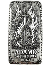 Usado, Barra de arte prata 10 oz 999 - Dragão e espada - Exclusivo Ltd. Edição - Adamo Metals comprar usado  Enviando para Brazil