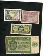 tu_bazar 4 BILLETES 1 PESETA 1937 1940 1943 Y 100 1936 , usado comprar usado  Enviando para Brazil