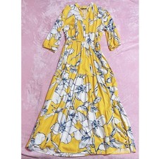 Vestido maxi longo feminino amarelo branco floral flor tamanho pequeno comprar usado  Enviando para Brazil