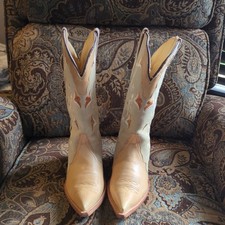 Botas femininas Rudel Western usadas (levemente usadas) bege floral tamanho EUA 6, usado comprar usado  Enviando para Brazil