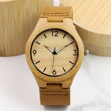 Relógio masculino de bambu natural com pulseira de couro genuíno comprar usado  Enviando para Brazil
