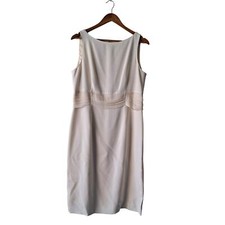 Vestido justo Talbots marfim gola barco sem mangas com babado de seda cintura - Tamanho 12, usado comprar usado  Enviando para Brazil