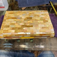 Caixa de joias de mármore 10,5 x 2 x 7,5 mosaico pedra madrepérola namorados vintage, usado comprar usado  Enviando para Brazil