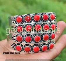 Lote por atacado de 5 pulseiras de pedra de coral vermelho 925 joias étnicas banhadas a prata comprar usado  Enviando para Brazil