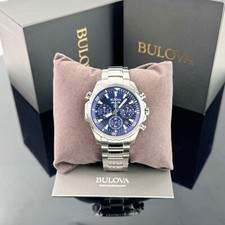 Relógio masculino Bulova Marine Star cronógrafo mostrador azul aço inoxidável 43MM 96B256 comprar usado  Enviando para Brazil