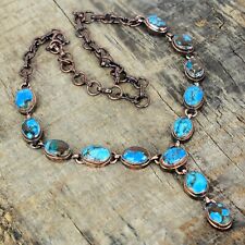 Colar corrente moldura eletroformada pedra turquesa tibetana oval de cobre joias comprar usado  Enviando para Brazil