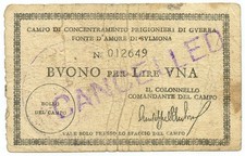 1 LIRA PRIGIONIERI GUERRA CAMPO DI CONCENTRAMENTO N 78 FONTE D'AMORE 1939/45 qBB comprar usado 1 LIRA PRIGIONIERI GUERRA CAMPO DI CONCENTRAMENTO N 78 FONTE D'AMORE 1939/45 qBB comprar usado  Enviando para Brazil