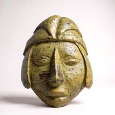 Usado, Serpentina facial tribal esculpida à mão vintage? Escultura de parede de pedra comprar usado  Enviando para Brazil