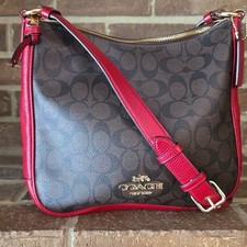 Bolsa de arquivo Coach Ellie em lona Signature marrom vermelha comprar usado  Enviando para Brazil
