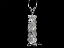 SILVER 925 HAWAIIAN PLUMERIA FLOWER PRINCESS SCROLL VERTICAL PENDANT 8MM comprar usado  Enviando para Brazil